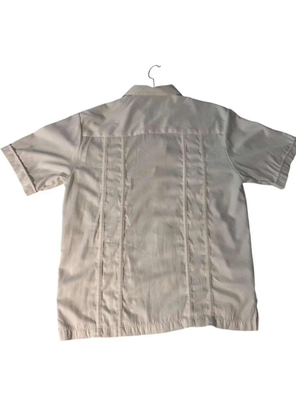 Cubavera Mens Embroidered Short Sleeve Button Up Shirt Beige Size M GUC